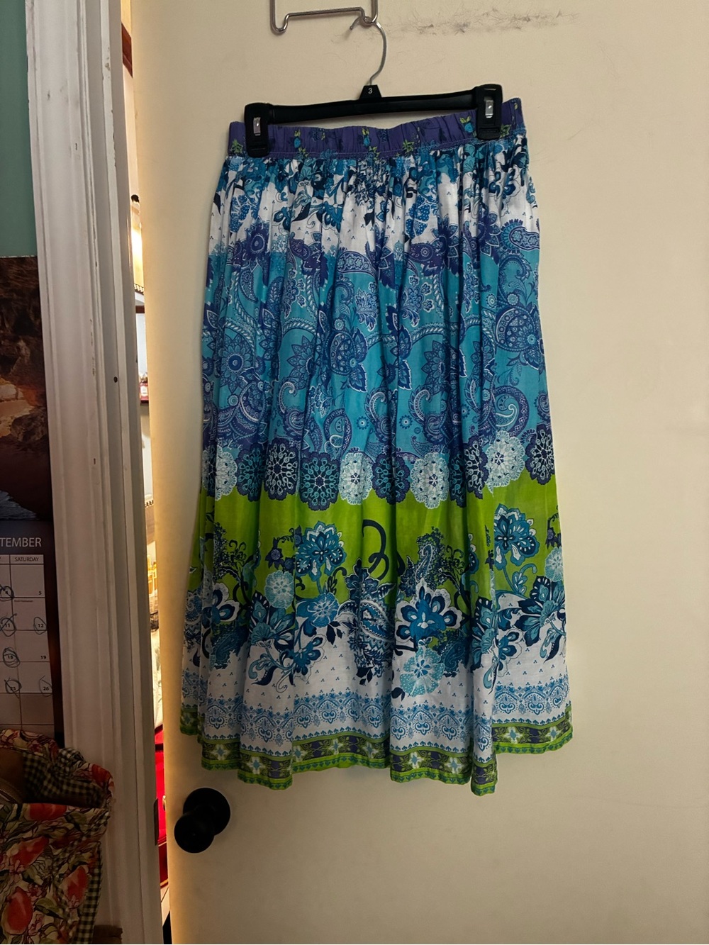 Blair Blue & Green Paisley Maxi Skirt - Women